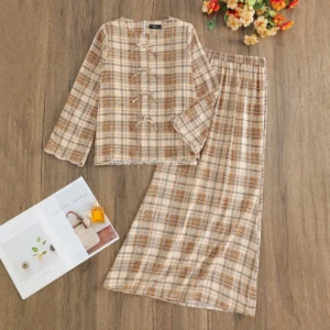 Baju Kurung Plaid Ribbon Bow