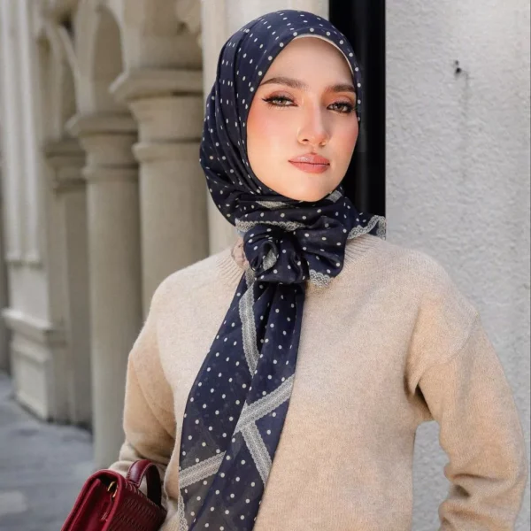 Polka Lace Cotton Voile Shawl Free Size W70cm L190cm