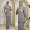 Plaid Mandarin Collar Kurung Set