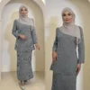 Plaid Mandarin Collar Kurung Set